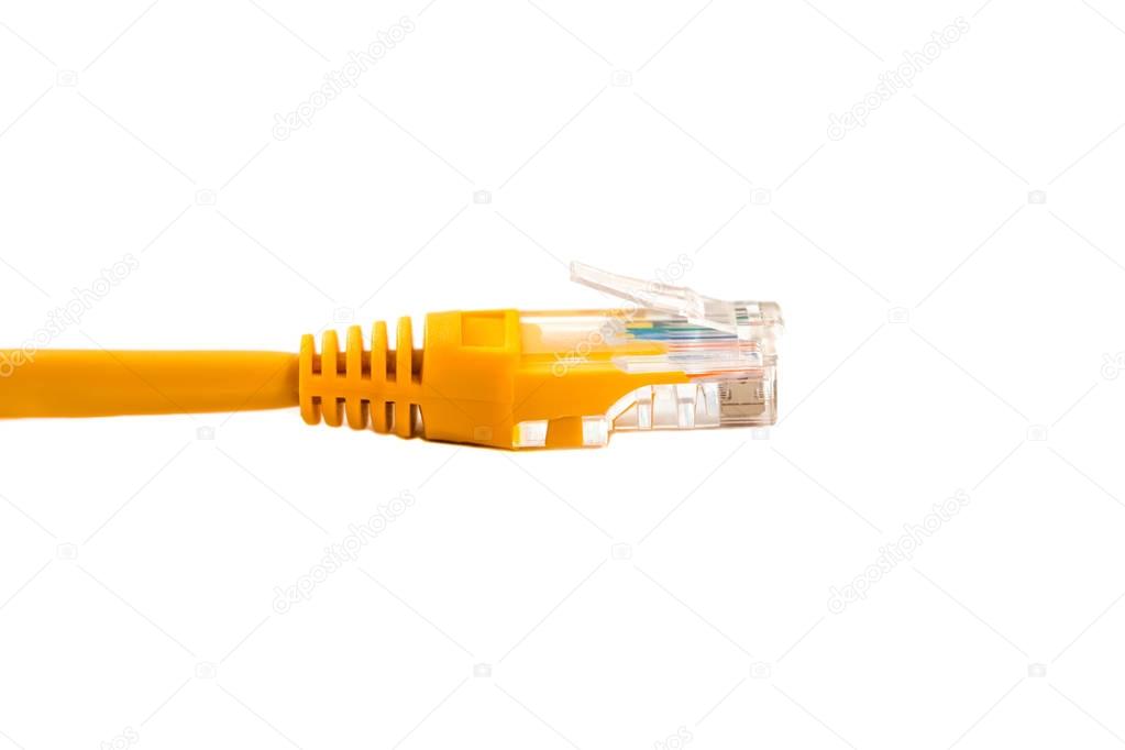 Cable head into (head rj45),network,RJ45,plug. Isolated. Close-up