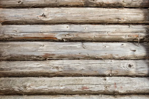 Pared Madera Hecha Troncos Con Clavo Textura Fondo — Foto de Stock