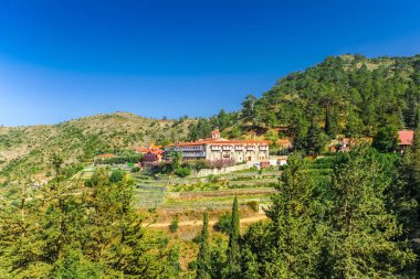Lefkoşa bölgesi, Kıbrıs - 30 Mayıs 2014: Machairas Manastırı, tarihi manastır Meryem adanmış.