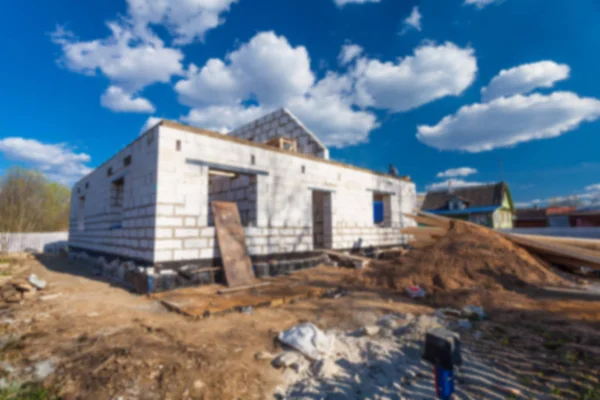 Bau Ist Ein Verschwommenes Gebäude Mit Überdachung Und Materialien Für — Stockfoto