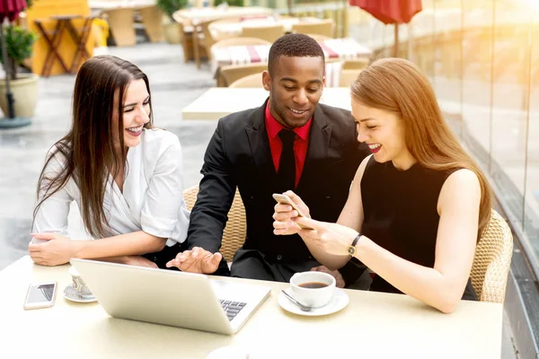 Business people on meeting at open air — Stock Photo, Image