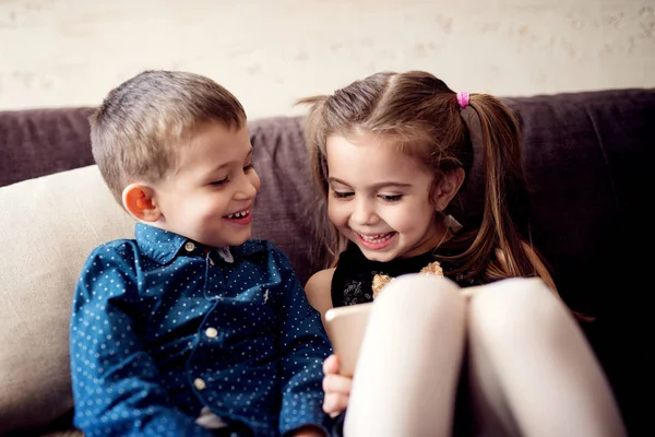 Adorable little brother and sister — Stock Photo, Image