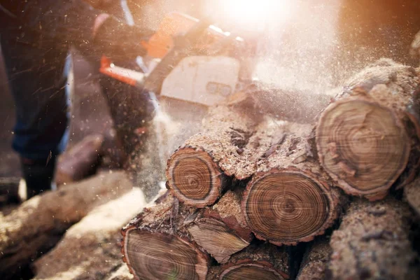 Madera aserrada de leña — Foto de Stock