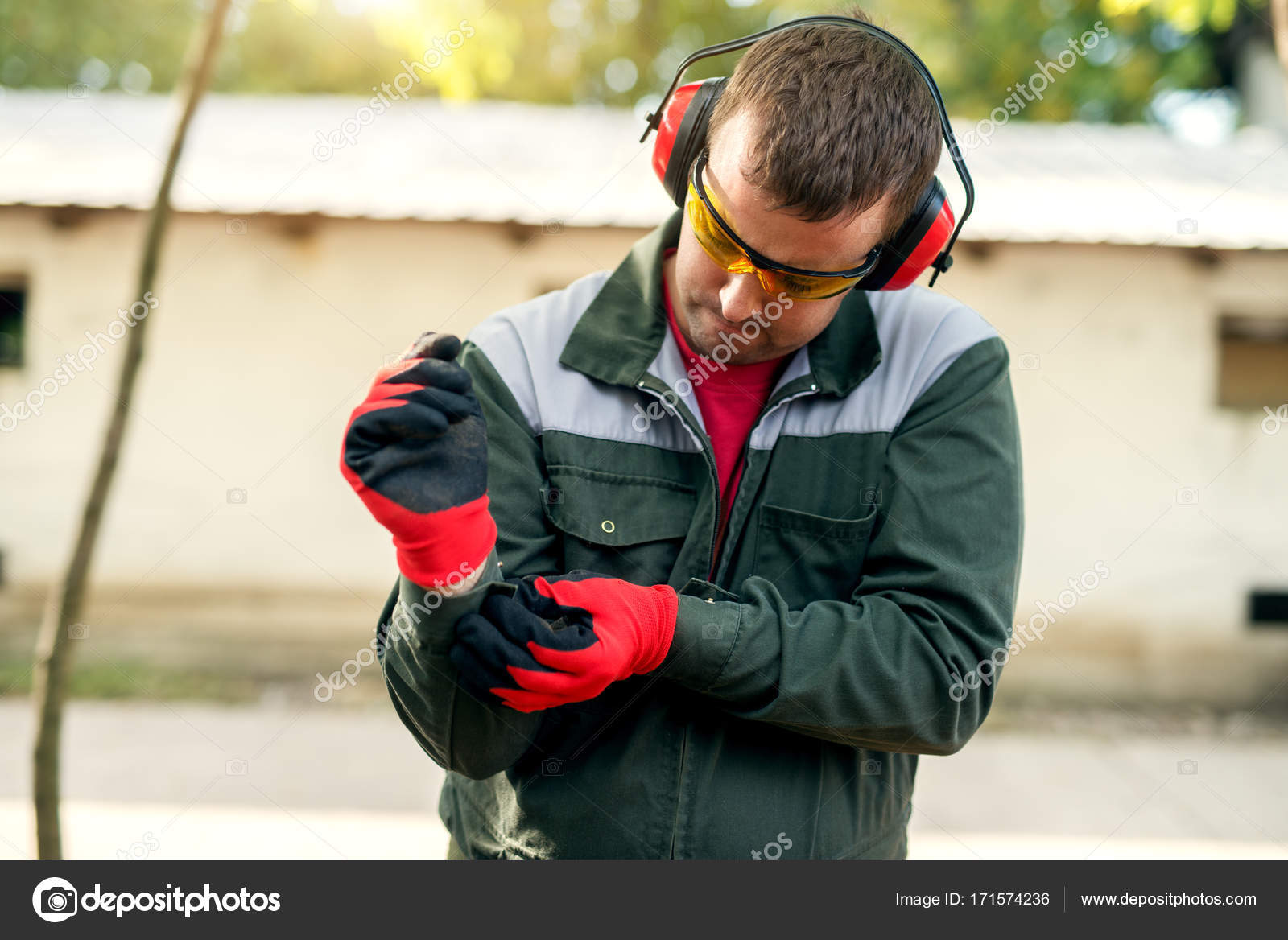 Professional lumberjack with eyeglasses Stock Photo by ©dusanpetkovic