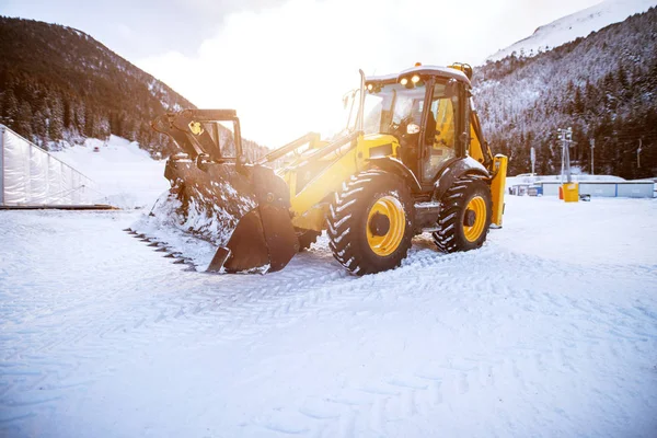 Excavator Clearing Way Snowfall — Stock Photo, Image