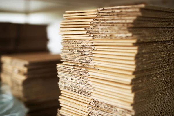 Many Aligned Brown Cardboard Stacks Storage Stock Picture