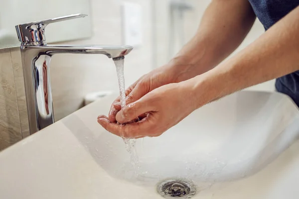 Lavarse Las Manos Frotándose Con Jabón Hombre Para Prevención Del —  Fotos de Stock