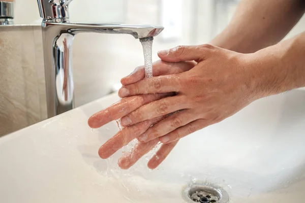 Laver Les Mains Frottant Avec Savon Pour Prévenir Virus Corona — Photo