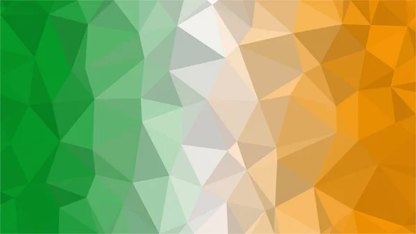 Государственный флаг Ирландии, вертикальный триколор. Стилизованный многоугольный треугольник на фоне флага Ирландии, низкая полиграфическая иллюстрация . — стоковый вектор