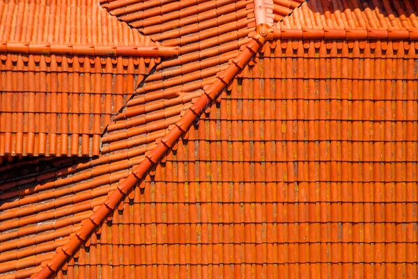 Lisabon Portugalsko Datails pozadí slavné oranžové střechy — Stock fotografie