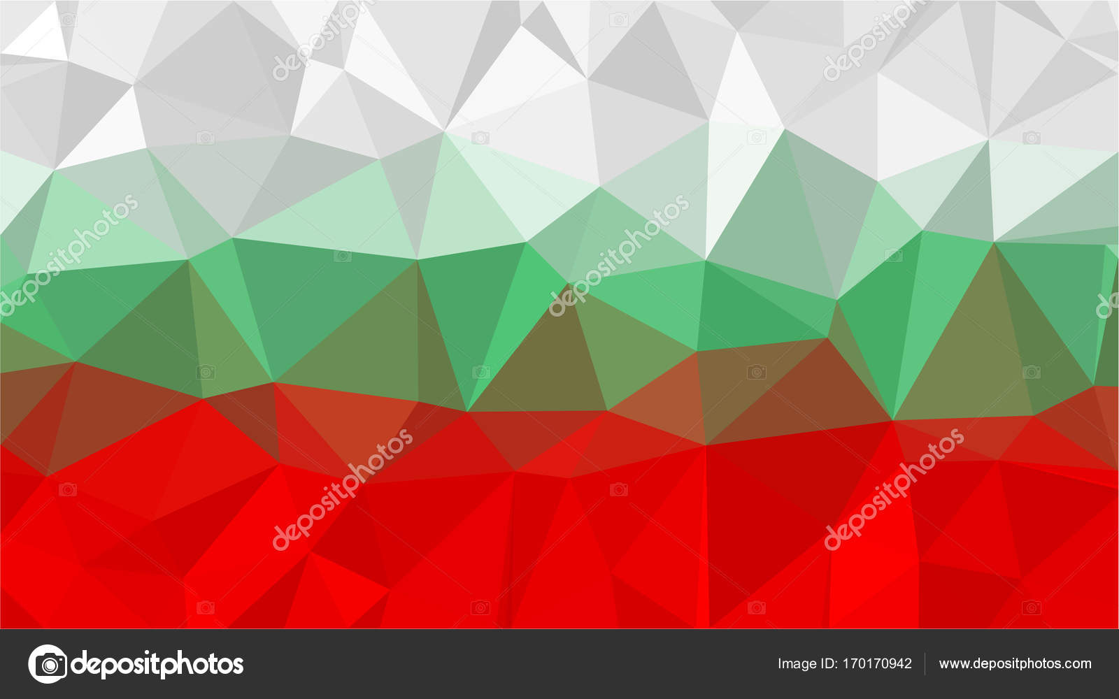 Bulgarian Flag Low Poly Triangle Style White Green Red Flags