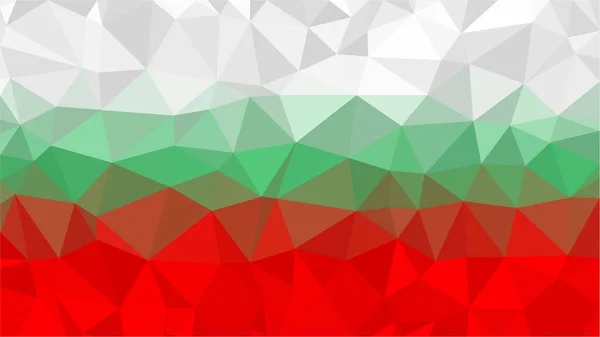 Bandeira búlgara estilo baixo triângulo poli. Bandeiras vermelhas verdes brancas — Vetor de Stock