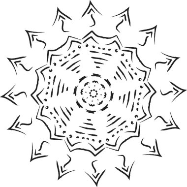 Vektör güzel Deco tek renkli kontur Mandala, desenli tasarım öğesi, etnik muska