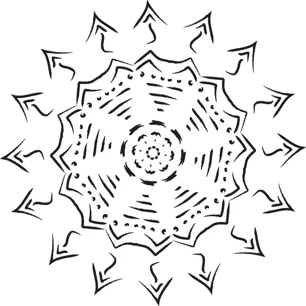 Mandala de contour monochrome décoratif vectoriel magnifique, Élément de conception à motifs, Amulette ethnique — Image vectorielle