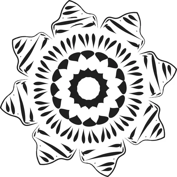 Vektor wunderschönes einfarbiges Deko-Konturmandala, gemustertes Designelement, ethnisches Amulett — Stockvektor
