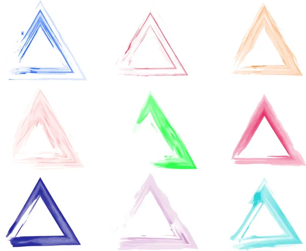 Set von neun Vektor-Aquarell-abstrakten Farbspritzern. Dreieck Farbe Form. Kreative Formen für Ihr Design. — Stockvektor