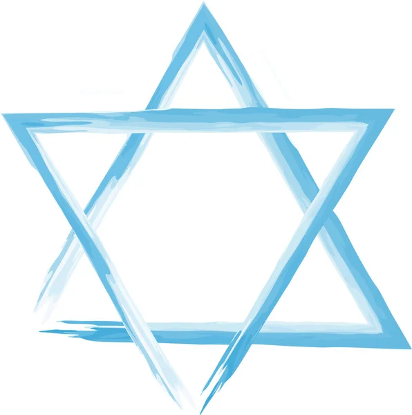 Vektor Aquarell blauer Stern von David. zwei Dreiecke mit Pinseln. — Stockvektor