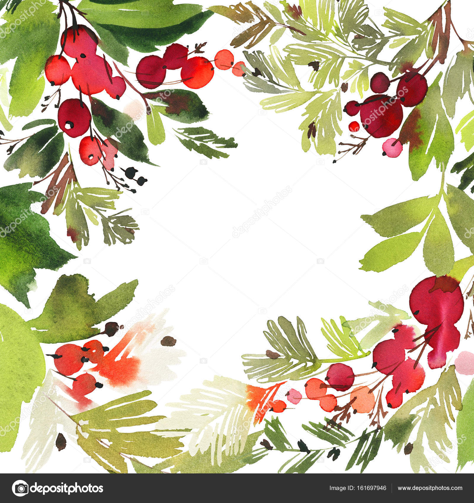 Postcard, Frame with Berries, Watercolor Graphic by JulDes.Art · Creative  Fabrica