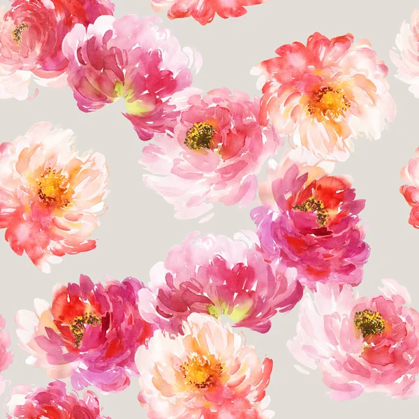 Sömlös sommar mönster med akvarell blommor handgjorda. — Stockfoto