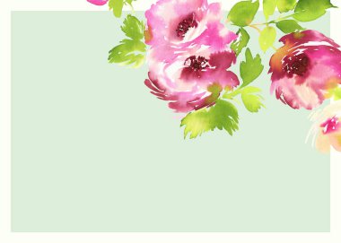 El yapımı suluboya çiçekli tebrik kartı.