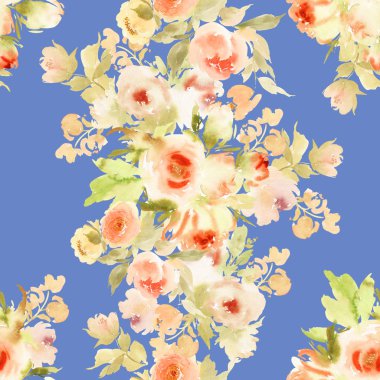 El yapımı suluboya çiçeklerle kusursuz bir yaz deseni..