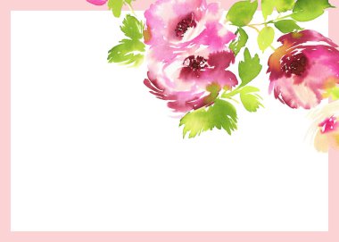 El yapımı suluboya çiçekli tebrik kartı.