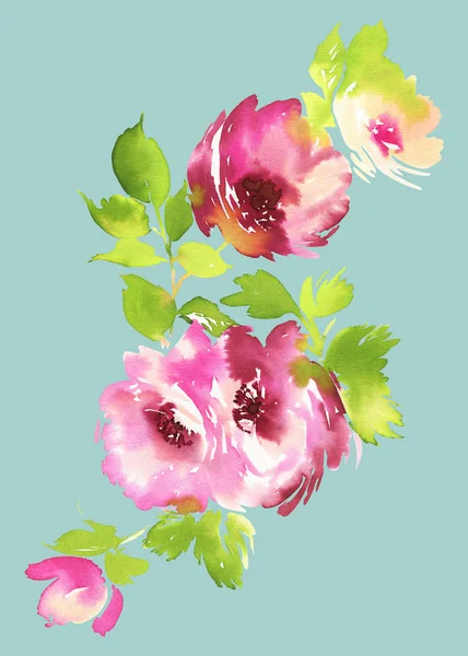 Bloemen aquarel illustratie — Stockfoto