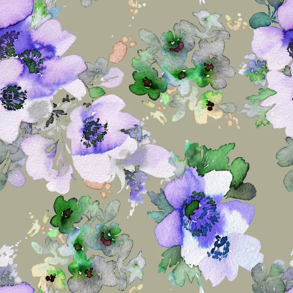 Безшовний літній візерунок з акварельними квітами ручної роботи . — стокове фото