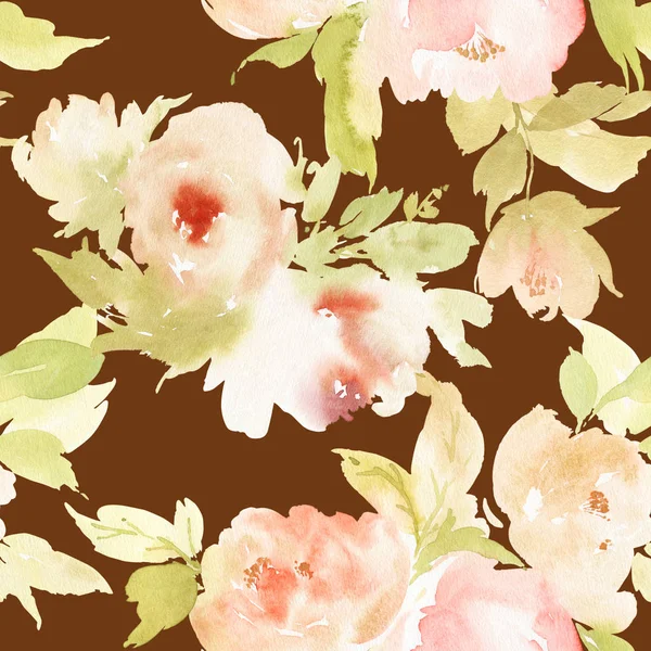 手作りの水彩花でシームレスな夏のパターン. — ストック写真