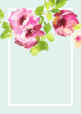 El yapımı suluboya çiçekli tebrik kartı.