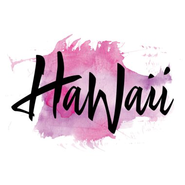 T-shirt için yazdırın. Hawaii. El yazı. Vektör çizim. 