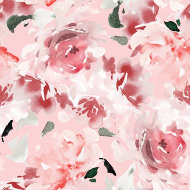 El yapımı suluboya çiçeklerle kusursuz bir yaz deseni..