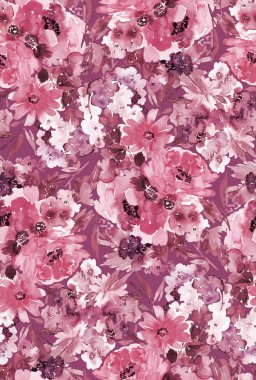 Kusursuz yaz pembe desenli suluboya çiçekleri