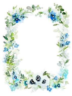 Düğün davetiyeleri için beyaz arkaplanlı suluboya kart.