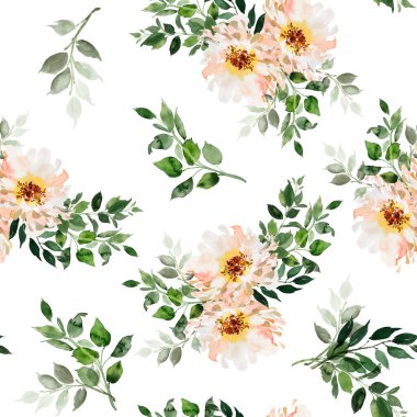 Suluboya çiçekli kusursuz yaz deseni