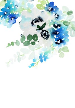 Düğün davetiyeleri için beyaz arkaplanlı suluboya kart.