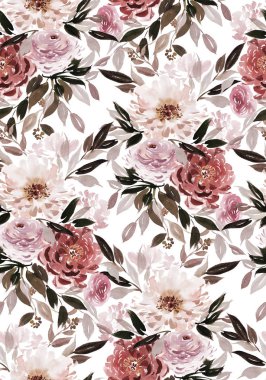 El yapımı suluboya çiçeklerle kusursuz bir yaz deseni..