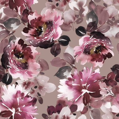 Yumuşak suluboya çiçekli kusursuz yaz deseni