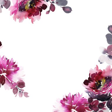 El yapımı suluboya çiçekli tebrik kartı.