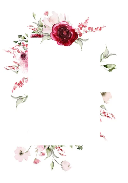 Grußkarte Mit Handgefertigten Aquarellblumen — Stockfoto