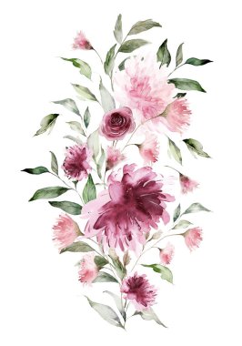 El yapımı suluboya çiçekli tebrik kartı.