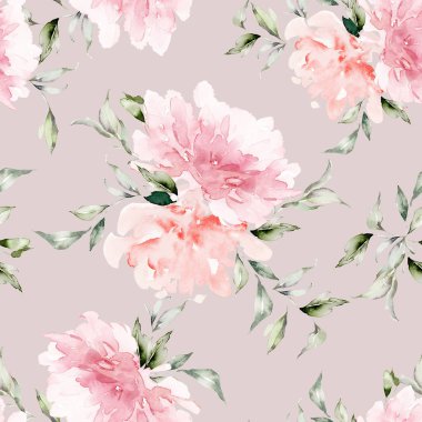 El yapımı suluboya çiçeklerle kusursuz bir yaz deseni..