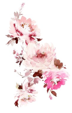 El yapımı suluboya çiçekli tebrik kartı.