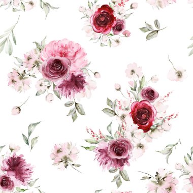 El yapımı suluboya çiçeklerle kusursuz bir yaz deseni..