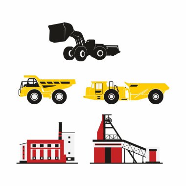 Mining buildings, overground and underground mechanisms emblem