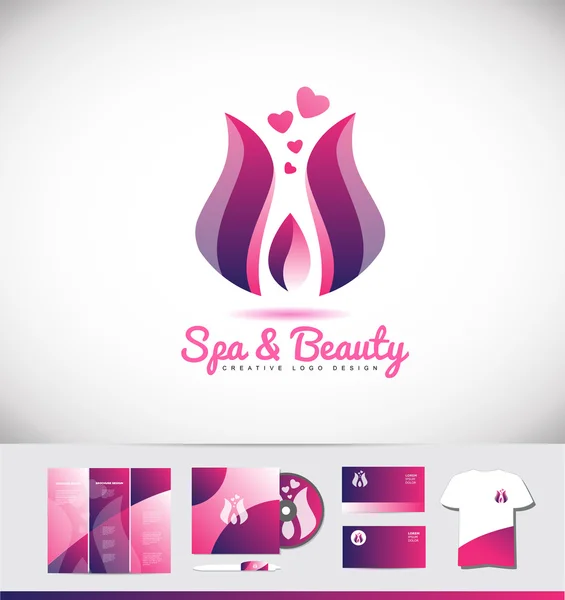 Spa loto fiore bellezza logo icona di design — Vettoriale Stock