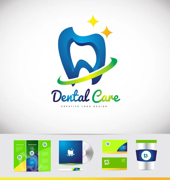 Dentista dentista dente logotipo ícone design —  Vetores de Stock