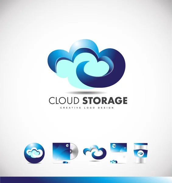 Cloud computing logo ikon design — Stock vektor