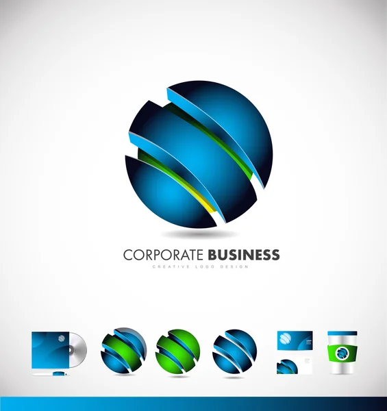 Negocio corporativo azul 3d esfera logo icono de diseño — Vector de stock