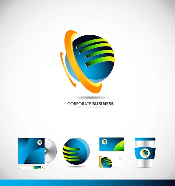 Empresa de negócios 3d design de ícone esfera logotipo — Vetor de Stock